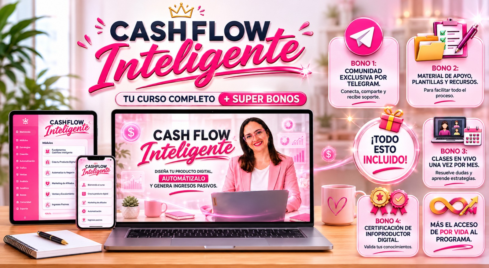 Cash FLOW Inteligente - Tu curso completo con acceso en todos los dispositivos y super bonos incluidos